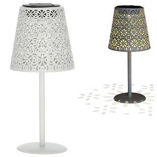 LED Solar Tischleuchte 'Cannes' Muster gestanzt weiß/grün/braun/schwarz 12x27cm akkubetrieben warmweiß On-/Off-Schalter IP44 Outdoorlampe