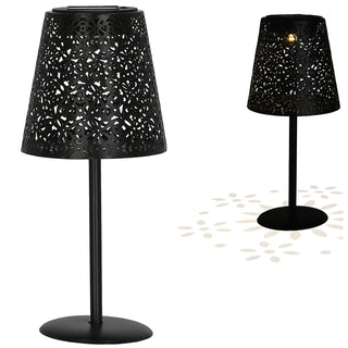 LED Solar Tischleuchte 'Cannes' Muster gestanzt weiß/grün/braun/schwarz 12x27cm akkubetrieben warmweiß On-/Off-Schalter IP44 Outdoorlampe