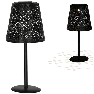 LED Solar Tischleuchte 'Cannes' Muster gestanzt weiß/grün/braun/schwarz 12x27cm akkubetrieben warmweiß On-/Off-Schalter IP44 Outdoorlampe