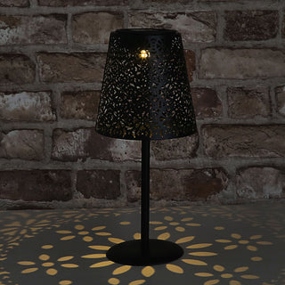 LED Solar Tischleuchte 'Cannes' Muster gestanzt weiß/grün/braun/schwarz 12x27cm akkubetrieben warmweiß On-/Off-Schalter IP44 Outdoorlampe