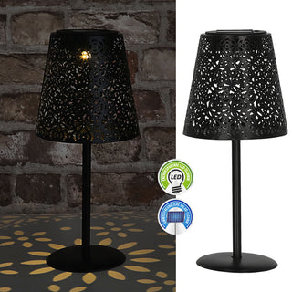 LED Solar Tischleuchte 'Cannes' Muster gestanzt weiß/grün/braun/schwarz 12x27cm akkubetrieben warmweiß On-/Off-Schalter IP44 Outdoorlampe