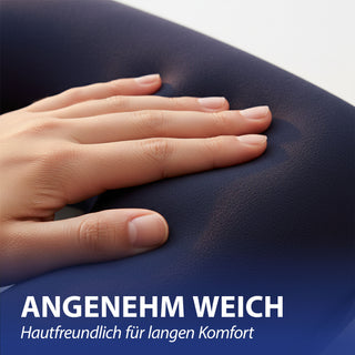 Nackenkissen aufblasbar PVC schwarz grau blau 22cm Luftkissen Nackenstütze ergonomisch faltbar Reisezubehör Bahn Auto Flugzeug