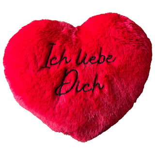 Plüschherz Herzkissen 'Ich liebe dich' mit Schlaufe 20cm Polyester rot Valentinstag Geschenk Kuschelkissen Herz Motivkissen