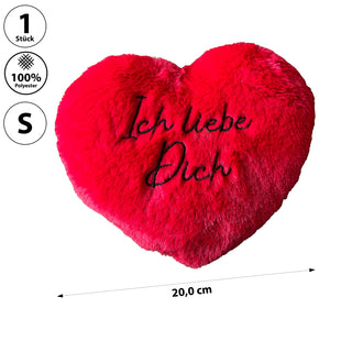 Plüschherz Herzkissen 'Ich liebe dich' mit Schlaufe 20cm Polyester rot Valentinstag Geschenk Kuschelkissen Herz Motivkissen