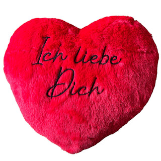 Plüschherz Herzkissen 'Ich liebe dich' mit Schlaufe 40cm Polyester rot Valentinstag Geschenk Kuschelkissen Herz Motivkissen