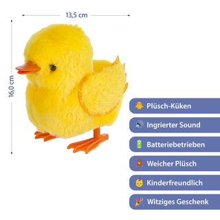 Laufende Ente 'Nelly' mit Sound 13,5x16cm gelb orange Polyester Kunststoff batteriebetrieben Geschenkidee Kuscheltier interaktiv Geräusche