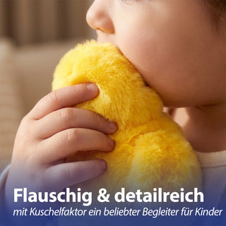Laufende Ente 'Nelly' mit Sound 13,5x16cm gelb orange Polyester Kunststoff batteriebetrieben Geschenkidee Kuscheltier interaktiv Geräusche