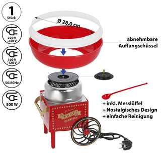 Zuckerwatte Maschine rot gold 29x28cm Kunststoff Cotton Candy Jahrmarkt Zuckerwattengerät Küchenmaschine Zucker