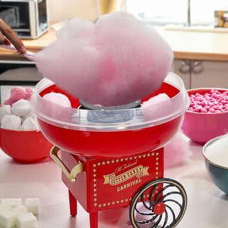 Zuckerwatte Maschine rot gold 29x28cm Kunststoff Cotton Candy Jahrmarkt Zuckerwattengerät Küchenmaschine Zucker