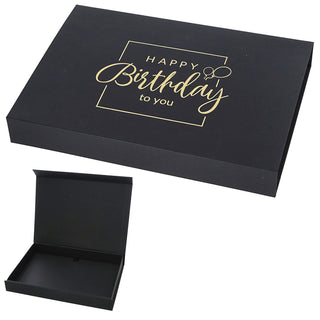 Geschenkverpackung 'Happy Birthday' Magnetverschluss 32x4,5x23cm Karton weiß/schwarz gold Schachtel Box Geschenk