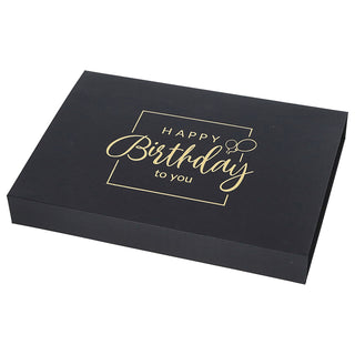 Geschenkverpackung 'Happy Birthday' Magnetverschluss 32x4,5x23cm Karton weiß/schwarz gold Schachtel Box Geschenk