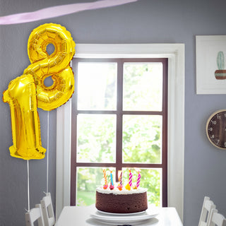 Folienballon Zahl  2er Set Achtzehn 18 gold H100cm BOPA/PET Luftballon Ballondekoration Partyballon Zahlenballon Geburtstag