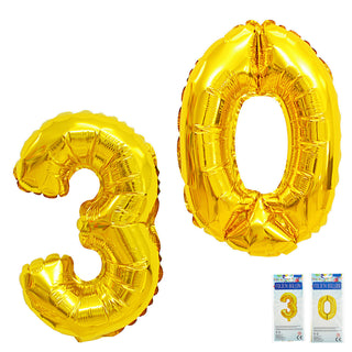 Folienballon Zahl Dreißig 30 gold H100cm BOPA/PET Luftballon Ballondekoration Partyballon Zahlenballon Geburtstag