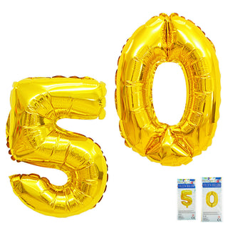 Folienballon Zahl Fünfzig 50 gold H100cm BOPA/PET Luftballon Ballondekoration Partyballon Zahlenballon Geburtstag