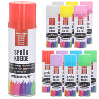Kreidespray 14er Set VOC 32% 7 Farben Dosenvolumen 250ml Sprühkreide Markierungsspray Dosenspray wasserlöslich Kreidefarbe temporär
