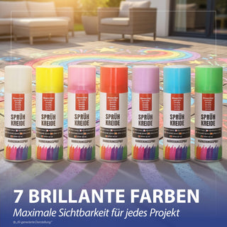 Kreidespray 14er Set VOC 32% 7 Farben Dosenvolumen 250ml Sprühkreide Markierungsspray Dosenspray wasserlöslich Kreidefarbe temporär