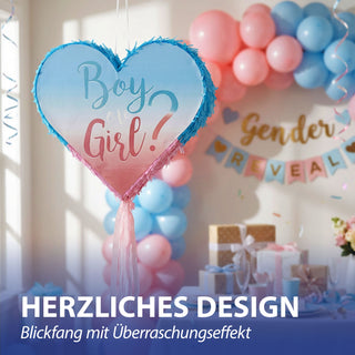 Pinata Boy&Girls 40x35x7,5 Papier rosa hellblau zum Aufhängen und Befüllen Baby Shower Party Gender Reveal Party Mottoparty Geschenkidee