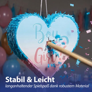 Pinata Boy&Girls 40x35x7,5 Papier rosa hellblau zum Aufhängen und Befüllen Baby Shower Party Gender Reveal Party Mottoparty Geschenkidee