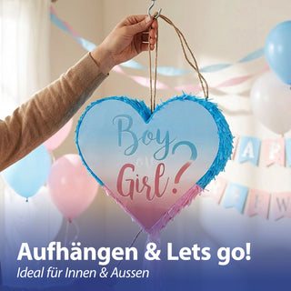Pinata Boy&Girls 40x35x7,5 Papier rosa hellblau zum Aufhängen und Befüllen Baby Shower Party Gender Reveal Party Mottoparty Geschenkidee