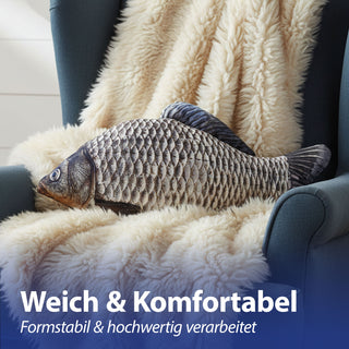 Kissen Fisch Shape 62x30x12cm Polyester beidseitig bedruckt Fischform Fotodruck Tierkissen Geschenkidee maritim Fisch-Kissen
