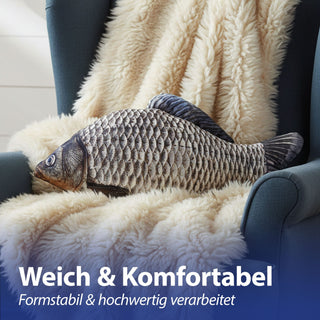 Kissen Fisch Shape 62x30x12cm Polyester beidseitig bedruckt Fischform Fotodruck Tierkissen Geschenkidee maritim Fisch-Kissen