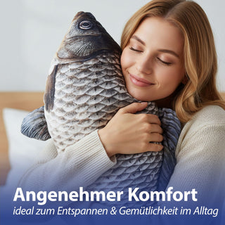 Kissen Fisch Shape 62x30x12cm Polyester beidseitig bedruckt Fischform Fotodruck Tierkissen Geschenkidee maritim Fisch-Kissen