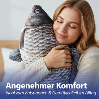 Kissen Fisch Shape 62x30x12cm Polyester beidseitig bedruckt Fischform Fotodruck Tierkissen Geschenkidee maritim Fisch-Kissen