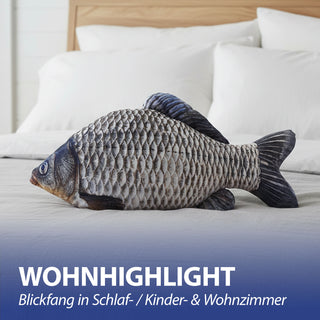 Kissen Fisch Shape 62x30x12cm Polyester beidseitig bedruckt Fischform Fotodruck Tierkissen Geschenkidee maritim Fisch-Kissen