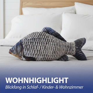 Kissen Fisch Shape 62x30x12cm Polyester beidseitig bedruckt Fischform Fotodruck Tierkissen Geschenkidee maritim Fisch-Kissen
