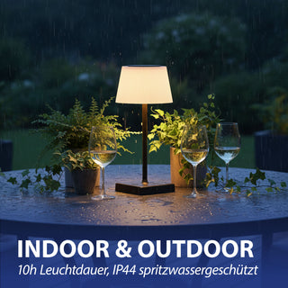 LED Tischleuchte Paris schwarz weiß 13x30cm USB Ladefunktion akkubetrieben Touchfunktion stufenlos dimmbar 3 Weißtöne IP44 In-/Outdoor