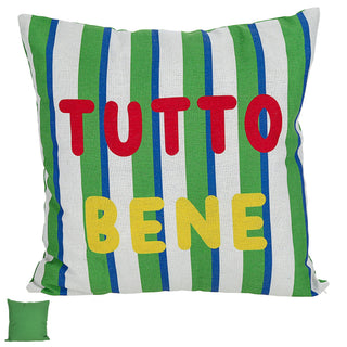 Kissen Tutto Bene 45x45x10cm grün rot gelb weiß Polyester 325g Polyesterfüllung Reißverschluss Kuschelkissen gestreift einseitig bedruckt