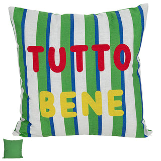 Kissen Tutto Bene 45x45x10cm grün rot gelb weiß Polyester 325g Polyesterfüllung Reißverschluss Kuschelkissen gestreift einseitig bedruckt