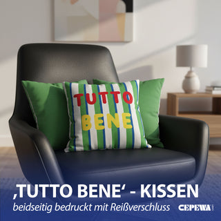 Kissen Tutto Bene 45x45x10cm grün rot gelb weiß Polyester 325g Polyesterfüllung Reißverschluss Kuschelkissen gestreift einseitig bedruckt