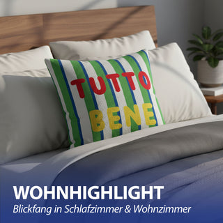 Kissen Tutto Bene 45x45x10cm grün rot gelb weiß Polyester 325g Polyesterfüllung Reißverschluss Kuschelkissen gestreift einseitig bedruckt