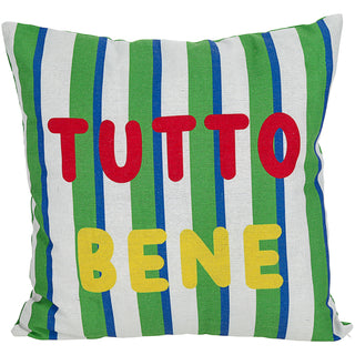 Kissen Tutto Bene 45x45x10cm grün rot gelb weiß Polyester 325g Polyesterfüllung Reißverschluss Kuschelkissen gestreift einseitig bedruckt