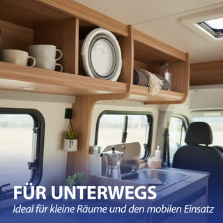 Falteimer 10l grau weiß Ø34x5cm Kunststoff Eimer faltbar Silikoneimer mit Henkel Putzeimer Campingeimer Haushaltseimer