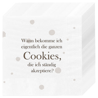 Servietten 'Cookies' 60er Set 33x33cm 3-lagig Papierserviette weiß braun stoffähnlich Tuch Tischdeko