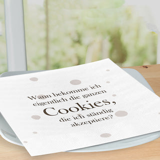 Servietten 'Cookies' 60er Set 33x33cm 3-lagig Papierserviette weiß braun stoffähnlich Tuch Tischdeko