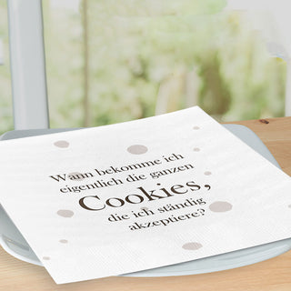 Servietten 'Cookies' 60er Set 33x33cm 3-lagig Papierserviette weiß braun stoffähnlich Tuch Tischdeko