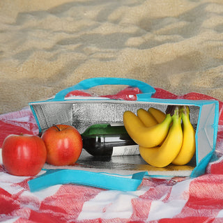 Kühltasche 3er Set Polyester Aluminium rot blau schwarz 39x29x13cm Fassungsvermögen 10 Liter Klettverschluss Tasche isoliert