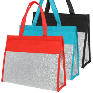 Kühltasche 3er Set Polyester Aluminium rot blau schwarz 39x29x13cm Fassungsvermögen 10 Liter Klettverschluss Tasche isoliert