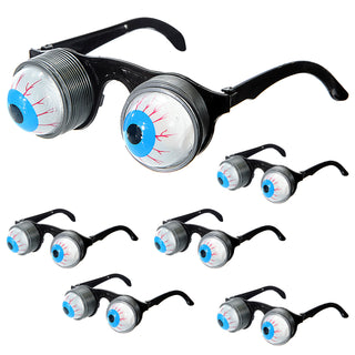 Partybrille Glubschaugen 6er Set 12x4cm Kunststoff Augen an Federn Verkleidung Halloween Fasching Spiralaugen