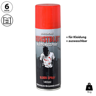 Halloween Blutspray 6er Set 140ml Kunstblut Fake Blood Spray Theaterblut Vampir Kostüm Karneval Fasching Party
