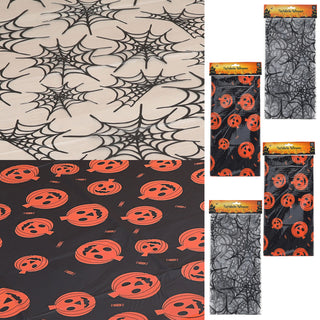 Tischdecke Halloween 4er Set Kunststoff 140x270cm Spinnennetz Kürbisgesicht Tischauflage Plastikdecke