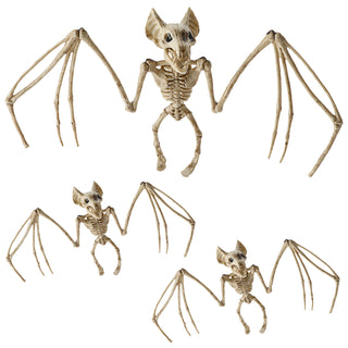 Fledermausskelett zum Aufhängen 3er Set Kunststoff 30x16x6cm Halloween Gruselparty Tierskelett Dekoobjekt