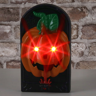 Halloween Türklingel Kürbis animiert 11x20x5cm Kunststoff Sound leuchtende Augen Spinnenzunge Klingel zum Aufhängen