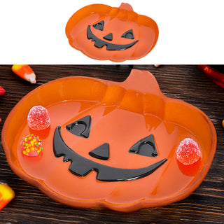 Dekoteller 4er Set 'Pumpkin' Kürbisform Kunststoff orange schwarz 30x2,5x27cm Teller mit Kürbisgesicht Halloween