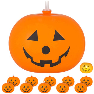 LED Luftballon Kürbis 6x2er Set Ø 20cm Latex orange schwarz batteriebetrieben Halloweendekoration Ballon Kürbisgesicht