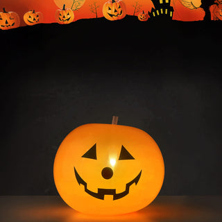 LED Luftballon Kürbis 6x2er Set Ø 20cm Latex orange schwarz batteriebetrieben Halloweendekoration Ballon Kürbisgesicht