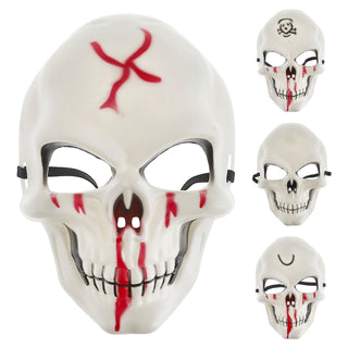 Halloween Totenkopf Maske 4er Set weiß rot 16x24cm Kunststoff Gesichtsmaske Totenschädel Horrorkostüm 4 Motive
